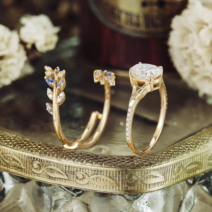 Emlithiel 1 Carat Oval Stackable Moissanite Ring Set