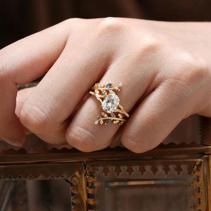Emlithiel 1 Carat Oval Stackable Moissanite Ring Set
