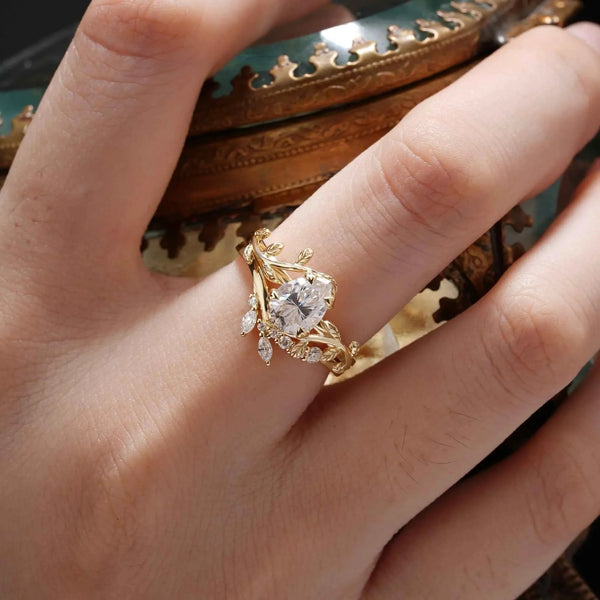 Celawen 1 Carat Pear Stackable Moissanite Ring Set in 18K Yellow Gold