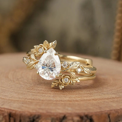 Zinarwen 1.5 Carat Pear Stackable Moissanite Ring Set