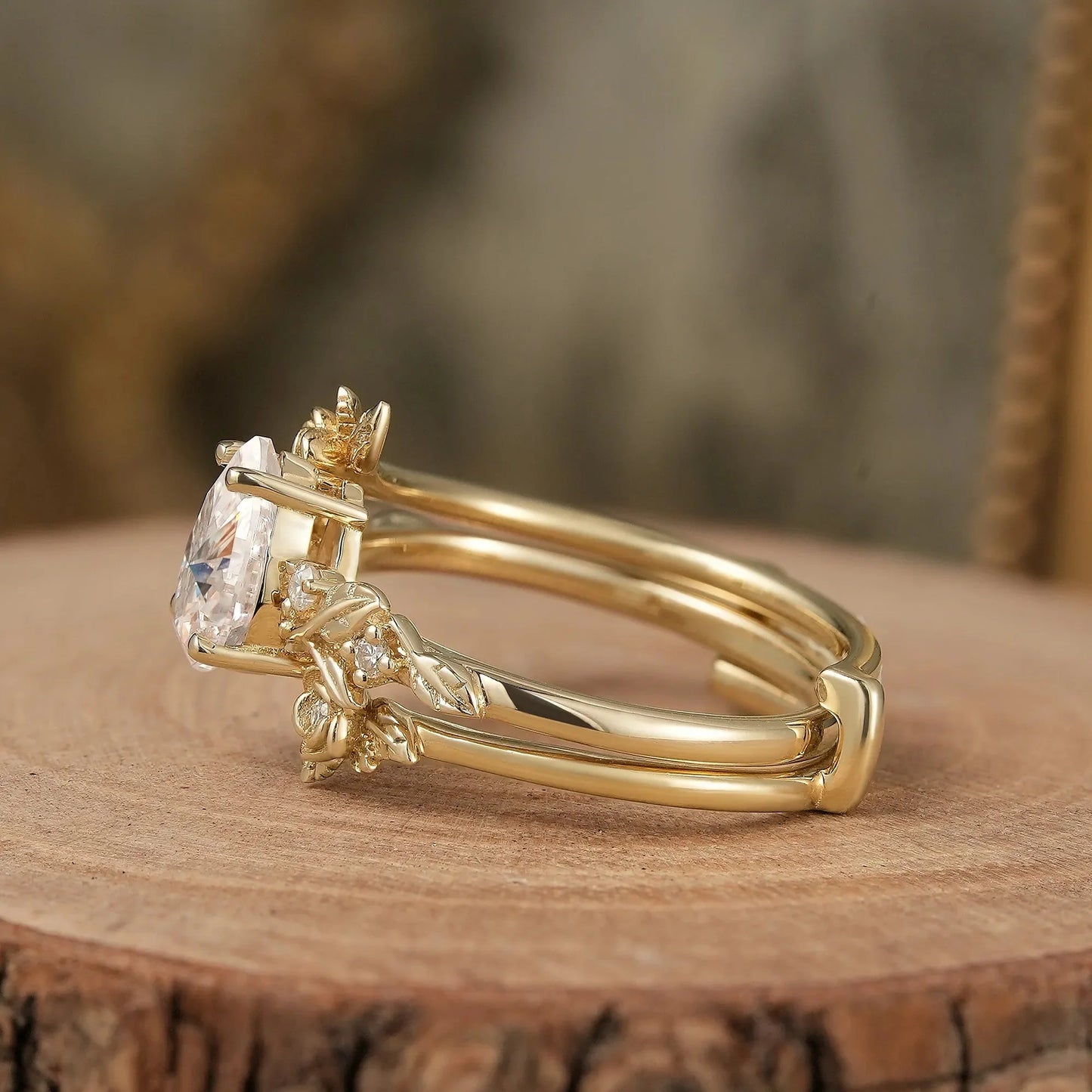 Zinarwen 1.5 Carat Pear Stackable Moissanite Ring Set