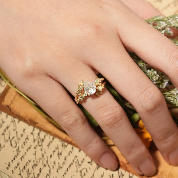 Zinarwen 1.5 Carat Pear Stackable Moissanite Ring Set