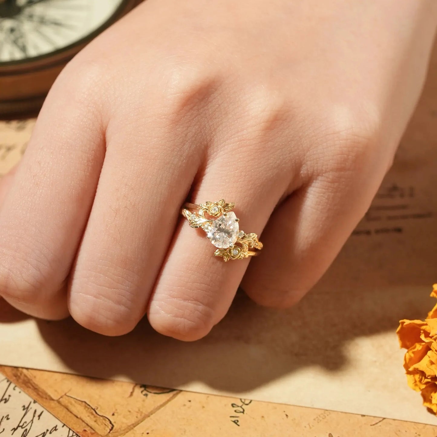 Zinarwen 1.5 Carat Pear Stackable Moissanite Ring Set